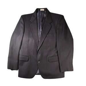 Jimmy Au's‎ Suit Jacket Blazer Mens 40 Short Navy Blue Wool Pinstripe Two Button